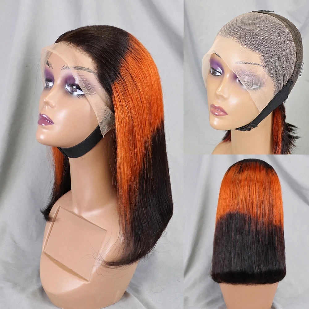 4/30/4 Farbe Echthaar Bob Perücke Glatt 13x4 Lace Front Echthaar Perücken Brasilianische Perücke Kurze Echthaar Bob Perücken Ombre Perücke