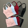 2 Pieces Sports Set Women Backless Halter Tops High Waist Seamless Hight Stretch Shorts Gym Suit Sportswear Workout Sets