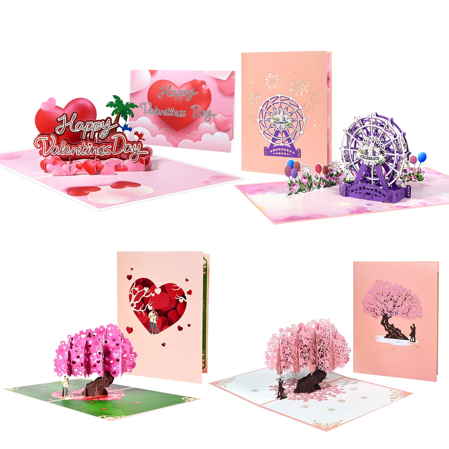 Valentinstag Geschenk 3D Pop Up Karte Jahrestag Hochzeit Geburtstag für Ehefrau Ehemann Grußkarten mit Umschlag und Notizkarte