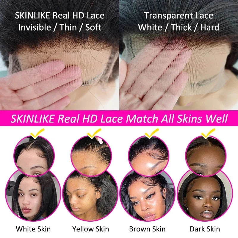 13x6 HD-Lace-Frontal nur Tiefwelle 13x4 Full Frontal unsichtbare HD-Lace-Verschluss nur Echthaar für Frauen schmilzt Haut vorgezupft