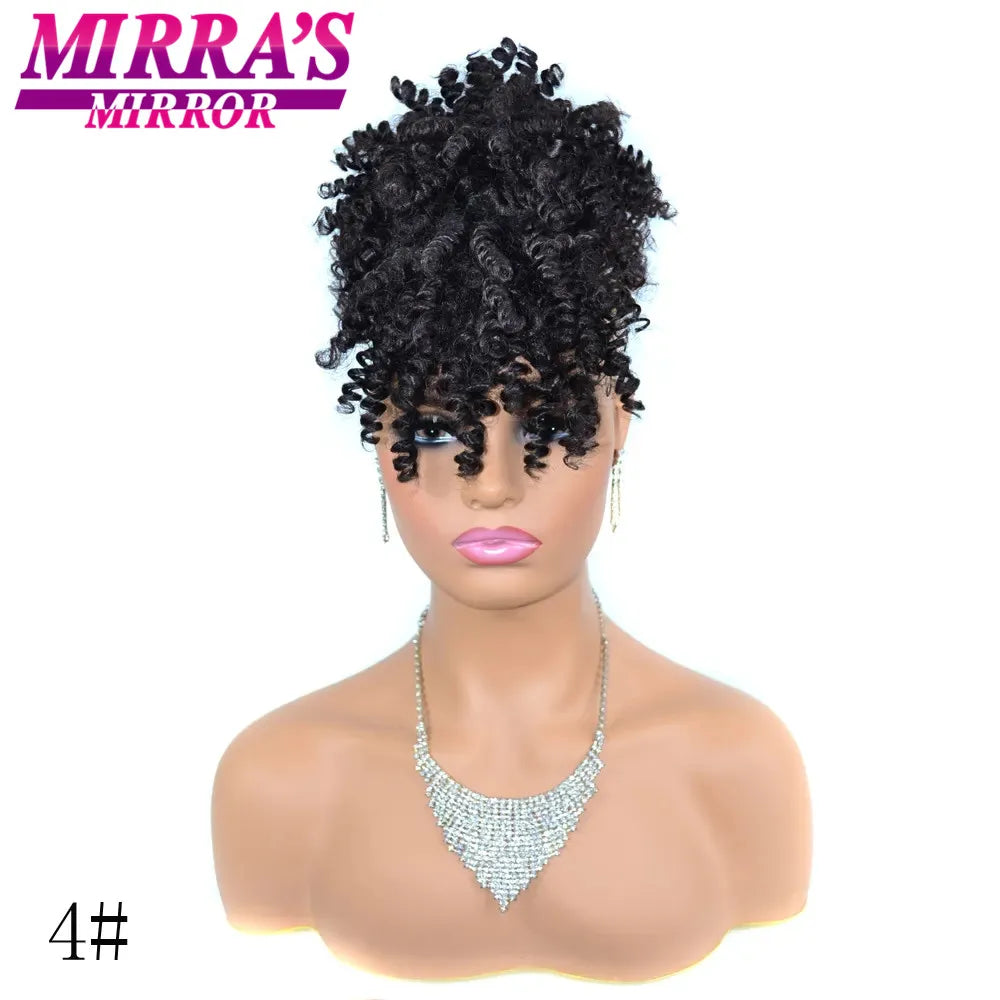 Synthetic Afro Puff Drawstring Ponytail Hair Bun 10 Inch Short Afro Kinkys Curly Afro Bun Extension Hairpieces Large Size