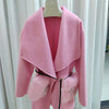 2024 New Winter Real Natural Fox Fur Pocket Coat Ladies Outwear Female Coat Cashmere Wool Woolen Women Luxury Jacket