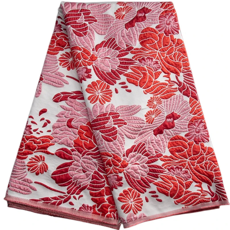 2024 New Design African Brocade Jacquard Lace Fabric 5 Yards Nigerian Jacquard Fabric For Sewing Evening Party Dresses S3357