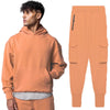 Men's Thick Cotton Training Sets Hoodie Casual Sports Pullover Hooded 2-piece Top with Pants Sweatshirts Gym Running Tracksuits