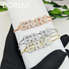 DOREMI Fat Bubble Slide Armband mit Initialen, voll mit Kristallbuchstaben, Damen-Namen, DIY-Schiebebuchstaben-Armbänder