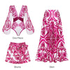 Flaxmaker Long Sleeves Majolica Series Pattern Print One Piece Swimsuit Biquini Beachwear Women Sexy Bikini Sets Swimsuit