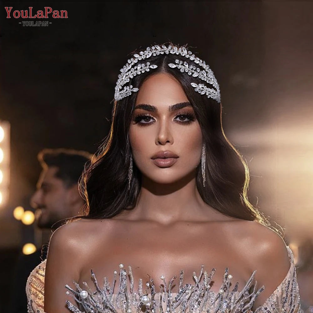 YouLaPan HP500 Rhinestone Bridal Headband Tiara Wedding Hair Accessories Luxury Bride Headpiece Pageant Headdresses Hair Jewelry