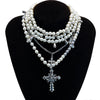 Goth Rosenblume Imitation Perlen Kreuz Anhänger Halskette für Frauen Mehrlagige Perlenketten Ästhetischer Vintage Luxus Schmuck