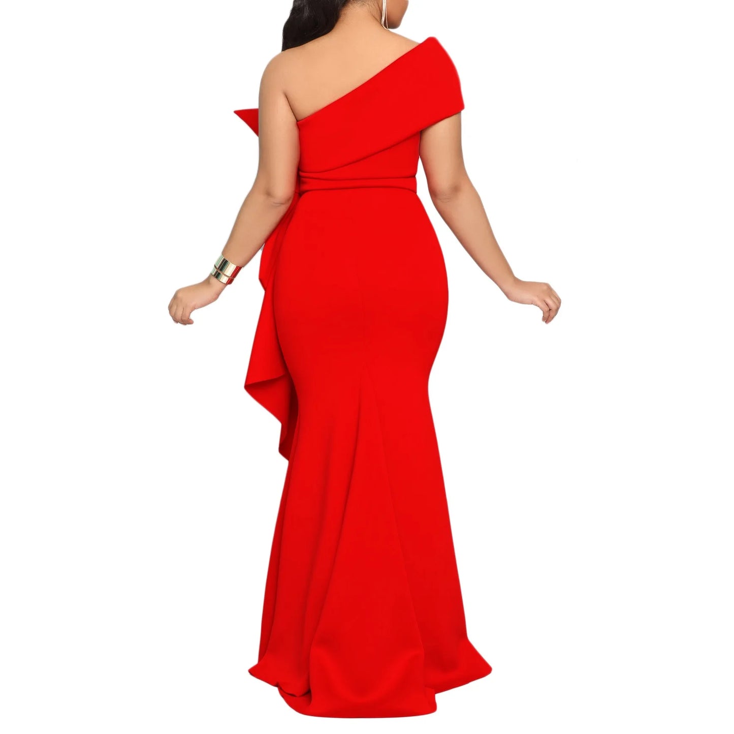 Elegante Kleider für Damen, One Shoulder, ärmellos, Rüschen, Meerjungfrauen-Schnitt, bodenlang, luxuriös, für Geburtstagsfeiern, Dinner, Vestidos Mujer Kleid
