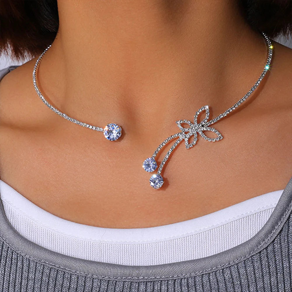 Stonefans Vintage Grüne Offene Halskette Strass Kragen Wassertropfen Anhänger Mode Kristall Brautschmuck Hochzeit Halsreif