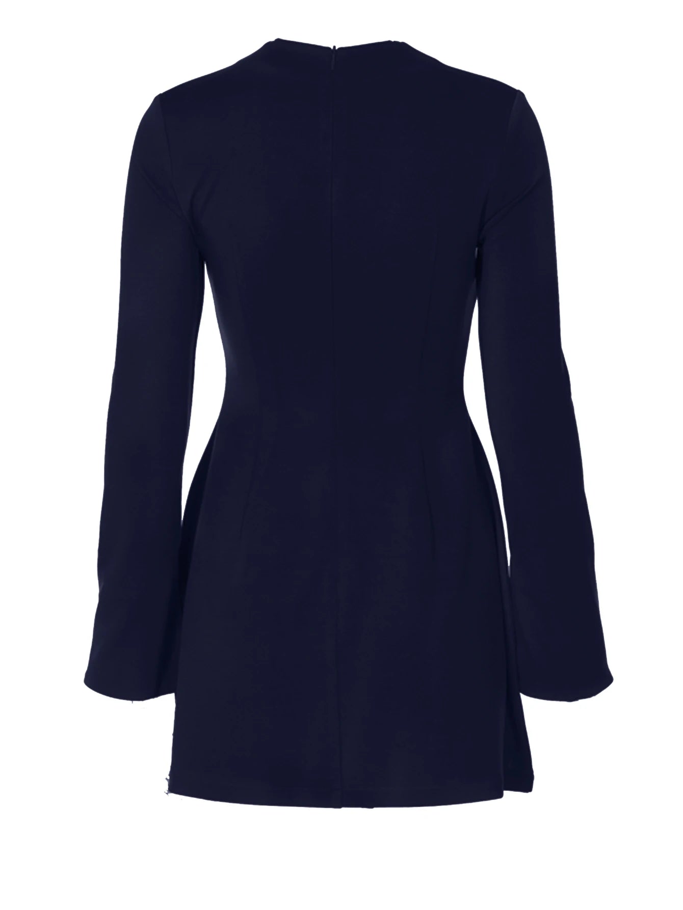 Dulzura Langarm Reißverschluss Bodycon Minikleid mit Taschen Einfarbig Elegantes Outfit Büro Streetwear Damen Herbst Winter Kleidung