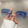 Y2K Luxusmarken Designer Randlose Quadratische Sonnenbrille Damen Für Weibliche Trendige Sonnenbrille Diamant Schmetterling Rosa Punk Shades UV400