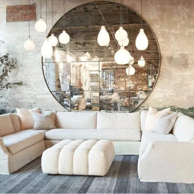 Nordisches Licht Luxus Lammwolle Wechselhocker, Garderobenhocker, Wohnzimmer-Sofahocker, quadratischer Fußschemel, Tofublock, Fußhocker