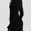 Autumn Office Lady Mini Dress Women Streetwear Long Sleeves Solid Sexy Bodycon Black Dress Casual Clubwear Elegant Party Dresses