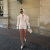 Urban White Women Blazer Coats Elegant Single Breasted V-neck Long Sleeve Female Jacket 2025 Autumn Office Lady Outwears