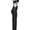 Weird Puss Summer Trend 2-teiliges Set Damen Weißer Saum Trägerloses Oberteil + Trägerkleid Elastische Streetwear-Outfits
