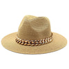Set Straw Hat and Bag Set Gold Chain Bag Hat Set Ladies Leather Bag Tote Church Fedora Party Jazz Straw Hat