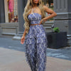 CM.YAYA Fashion Print Women's Set Strapless Top and Wide Leg tassel Pants Summer Cargo Street Two 2 Piece Set Outfit Tracksuit