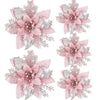 5 Stück 14,5 cm Glitzer künstliche Weihnachtsblumen fröhliche Weihnachtsbaumdekoration Neujahrsornamente gefälschte Blumen Weihnachten Natal
