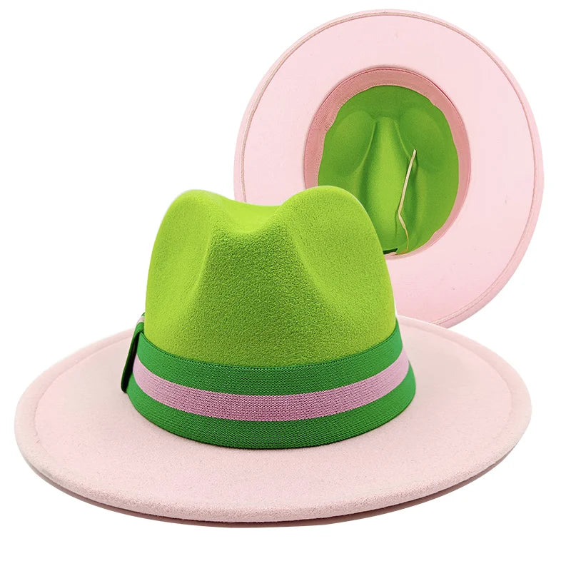 Low price wholesale Fedora hats men's and women's jazz hats red and white new tie dyed Fedora hats autumn classic hats sombrero