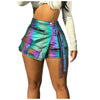 Womens Glitter Metallic Pu Leather Booty Shorts Elastic Waist Solid Color Hotpants With Tight Fit Shorts Nightclub Bar Shorts