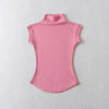 Women Summer Sexy Turtleneck Sleeveless T-Shirts Tops Solid Slim Fit Pullovers Causal Tees Shirts Female Streetwear Basics Tees