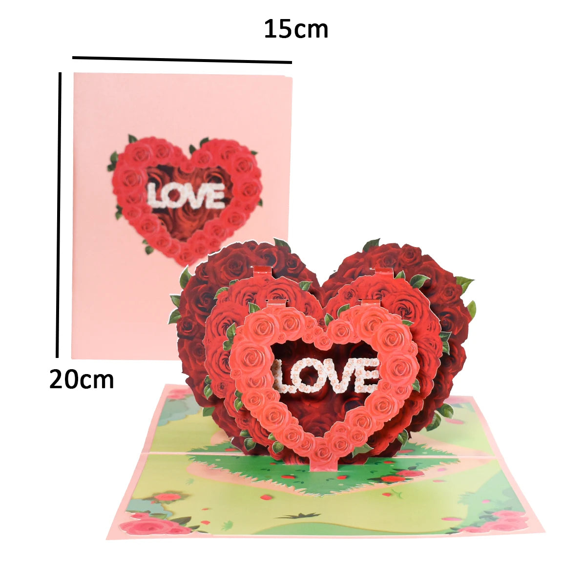 Valentinstag Geschenk 3D Pop Up Karte Jahrestag Hochzeit Geburtstag für Ehefrau Ehemann Grußkarten mit Umschlag und Notizkarte