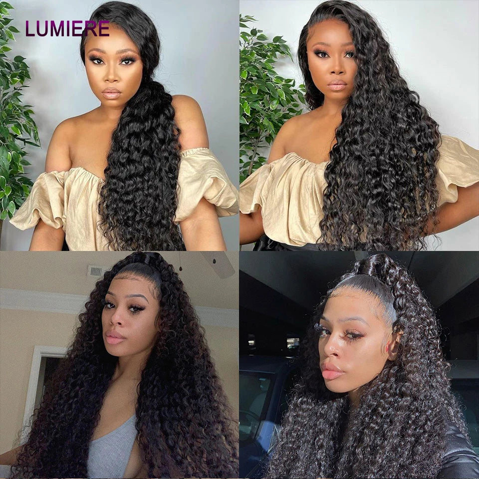 Mongolian Afro Kinky Curly Human Hair Bundles With Closure Deep Curly Hair Weave Bundles With Frontal Closure Hair Extensions