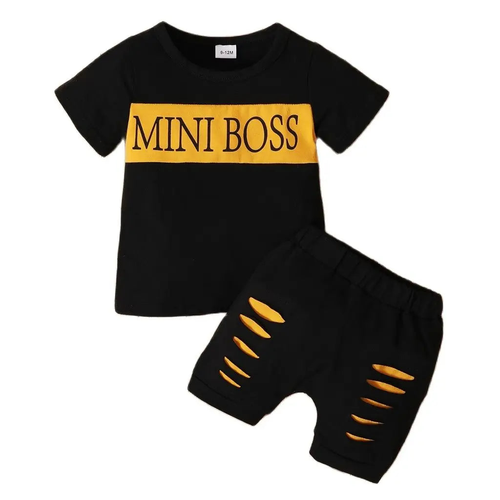 0-3 Years Toddler Newborn Baby Boy 2PCS Clothes Set Summer Casual Suit Letters Print Short Sleeve T-shirt + Shorts Sport Outfit