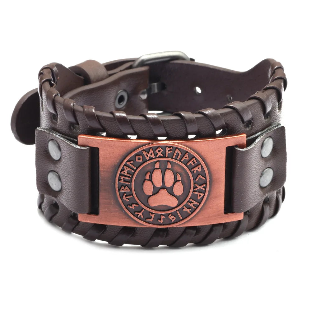 New Retro Wide Leather Pirate Compass Bracelet Men's Bracelet Celtic Viking Jewelry Compass Bracelet Accessories Party Gifts