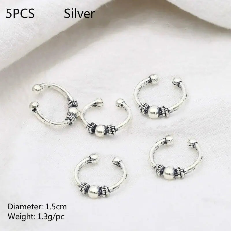5-50 Pcs/set Opening Silver Hair Ring Hip-hop Hair Braid Charm Dreadlock Beads Clips Cuffs Rings Jewelry Dreadlocks Accessories
