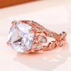 Huitan Creative Hollow Design Gorgeous Cubic Zirconia Rings for Women Rose Gold Color/Silver Color Wedding Party Trendy Jewelry