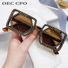 Quadratische Luxus Diamanten Sonnenbrille Damen Punk Mode Strass Sonnenbrille Weiblich Glänzend Sexy Gelbe Linse Brille Schatten Handgemacht