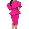 CM.YAYA Damen Kurzarm V-Ausschnitt Gürtel Hohe Taille Midikleid 2025 Sommer Afrika OL Business Abend Sexy Partykleider Vestidos