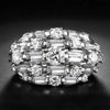 Huitan New Trendy Women Ring with Blue/White CZ Full Bling Iced Out Female Wide Rings for Party Statement Jewelry Drop Shipping