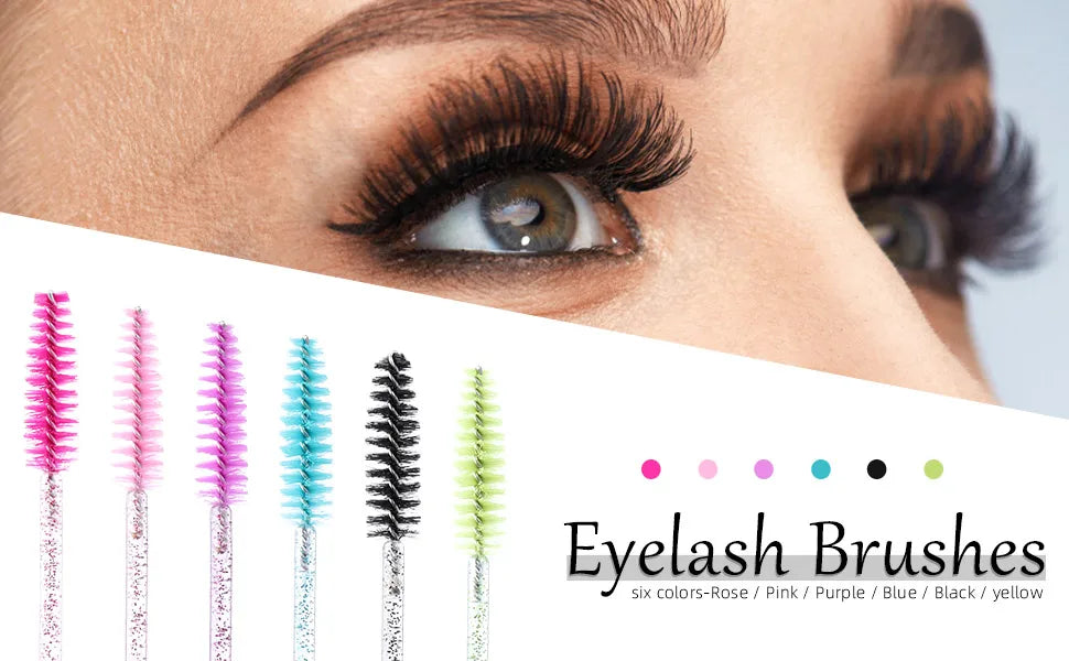 HUAZDS 300pcs Disposable Mascara Wands Eyelash Brush Spoolies for Eye Lash Extension, Eyebrow and Makeup Crystal Makeup Tools