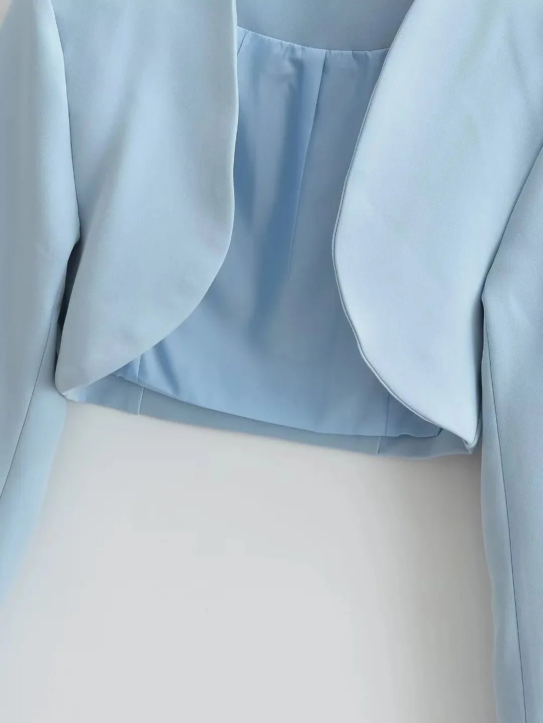 2023 Herbst V-Ausschnitt Offene Nähte Cropped Blazer Damen Langarm Kurze Anzüge Mode Oberbekleidung