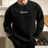 Men Fall Winter Sweatshirt Round Neck Long Sleeve Men Top Letter Print Thick Loose Warm Mid Length Men Casual Top
