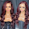 13X4 HD Transparente Lace Front Perücken Burgunderrote Echthaarperücken Vorgezupft 30 Zoll Body Wave Lace Front Perücken für Frauen Gelockt