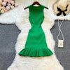 YuooMuoo Chic Fashion Sexy Package Hips Ruffled Mini Dress Women Summer Slim Elastic Knitted Party Dress Streetwear Lady Outfits