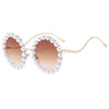 Luxury Pearl Sunglasses 2024 New Fashion Metal Frame Round Sun glasses Brand Designer Sunglasses UV400