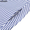 VONDA 2024 Women Elegant Striped Maxi Dress Bohemian Sundress Casual Loose Off Shoulder Long Sleeve Party Vestidos Robe Femme