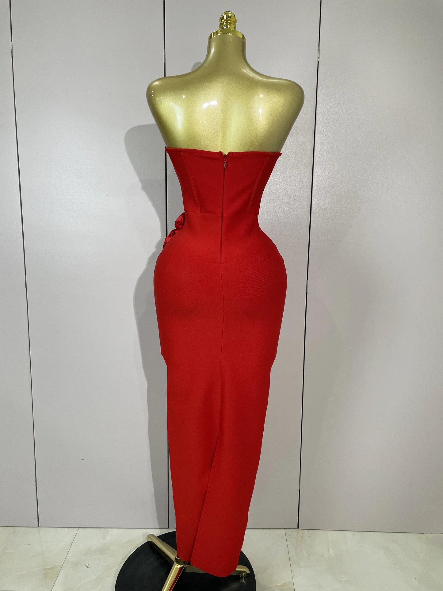 Sexy Fashion White Elegant Strapless Flower Bodycon Long Dress Women Casual Streetwear Club Birthday Party Slim Elegangt Dresses