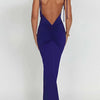 Elegantes, tief ausgeschnittenes, rückenfreies, eng anliegendes Maxikleid für Damen – Spaghettiträger, ärmellos, Bodycon-Kleid, sexy Club-Party-Kleider