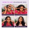 Headband Wig Human Hair Bone Straight Human Hair Wigs Full Machine Made Peruvian Human Hair Wigs For Black Women Easy to Go 180%