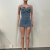 Camisole Dress Sexy Sleeveless Women Denim Dresses Solid Spliced Sheath Slim Washed Distressed 2025 Summer Wrap Buttocks