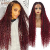 Boho Box Braided Wigs, gelocktes Kunsthaar, volle Lace-Front-Perücken für schwarze Frauen, Goddess Locs Braid Wig, Bohemian Box Braid Wig