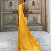 Elegant Ribbon Halter Dress Women Solid Off Shoulder Sleeveless Backless Slim Maxi Dresses 2025 Summer Autumn Party Robes Lady