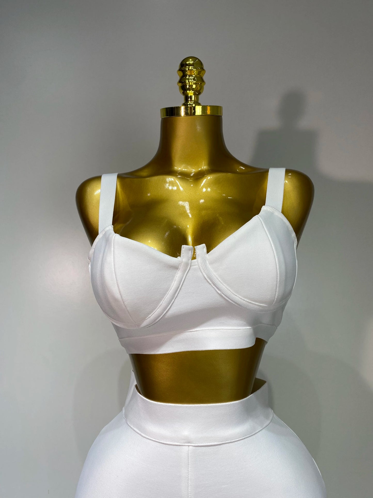Damen Sexy Bandage Crop Top Hosen-Set Abendparty Club Luxus Geburtstag High Street Mode Elegant Luxus Geburtstags-Outfit