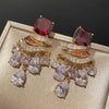 Zircon Water Drop Tassel Earrings Elegant Fashion Light Luxury Earrings